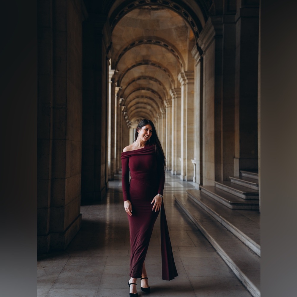 Burgundy off the shoulder dress